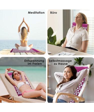 Accupuncher Mat | Portable Pressure Point Mat with Strike | Accupressure Mat and Pillow Set Promotes Relaxation & Strike for Optimal Health and Wellness Purple Two Piece Suit - Buy Online on SooperMarket.com
