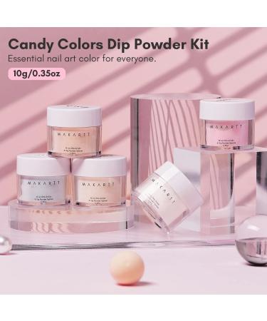 Makartt Dip Powder Nail Kit - 6 Candy Colors Starter Kit for DIY Salon Manicure - 2 in 1 Pink Clear Acrylic Dip Powder Set - No Need for Nail Lamp - Nails Extension Art - Buy Online on SooperMarket.com
