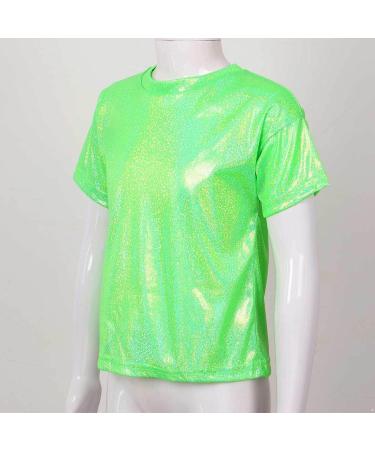KKmeter Kids Short Sleeve Metallic Green Dance T-Shirt - Size 6-7 - Buy Online on SooperMarket.com