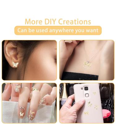Buy Butterfly Nair Charms 40Pcs - Gold Alloy Nail Art Decorations with 7 Styles of 3D Bow Gemstones & Double Layer Designs - Buy Online on SooperMarket.com