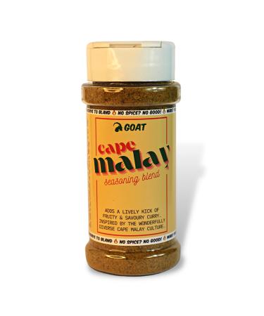 Cape Malay Curry Flavoured Seasoning Blend and Rub. Ideal for meat & vegetables. 75g Shaker. An authentic taste of South African Malay Culture.