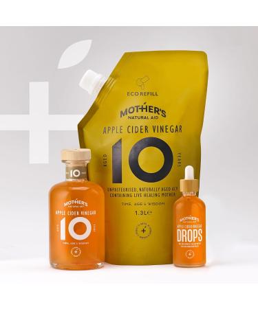Mother's Natural Aid Apple Cider Vinegar Drops - 10 Year Aged Raw with Live Mother - 100ml Travel Size - Superior Category Vinegar - Unpasteurised & Unfiltered - Buy Online on SooperMarket.com