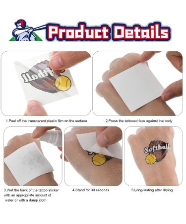 144 Pcs Softball Temporary Tattoos - Baseball Accessories for Kids - Waterproof Players Stickers - Ball Themed Birthday Party Decorations - Buy Online on SooperMarket.com