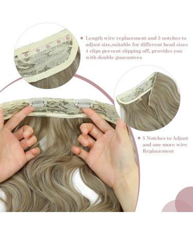 Invisible Wire Synthetic Hair Extensions - Bright Blonde Highlights, Long Wave Curly Hairpiece for Women - Adjustable Size, Stress-Free - 16 Inch - Buy Online on SooperMarket.com