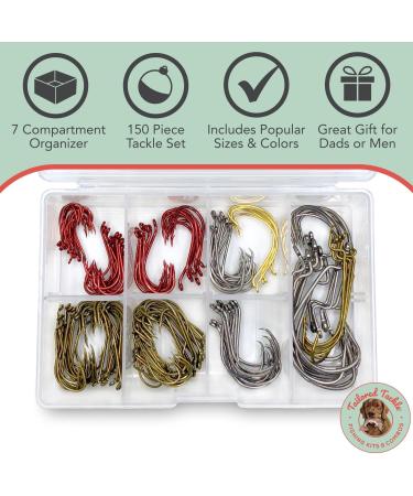 Tailored Tackle Fishing Hooks Kit - 150 Pc Box | EWG Worm, Octopus, Bait Holder, Circle Hooks for Bass, Trout, Catfish | Hook Supplies for Freshwater Gear - Buy Online on SooperMarket.com
