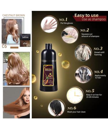 Buy 3 in 1 Hair Dye Shampoo - Instant Herbal Chestnut Brown Color for Men & Women - Hair Dye Shampoo & Conditioner - Buy Online on SooperMarket.com
