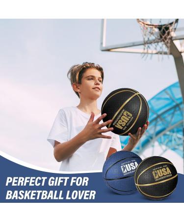 Lenwen Official Size Basketball Set - Size 7 Indoor Outdoor Rubber Ball with Pump for Youth & Adults - Navy Black - Buy Online on SooperMarket.com