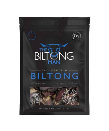 The Biltong Man | Tasty Traditional Fatty Beef Biltong | Healthy High Protein Dried Beef Snack | Low Sugar Gluten-free & Keto-friendly 250 grams 250 g (Pack of 1)