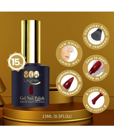 YTD Likomey Nude Gel Nail Polish 15ml - Translucent Berry Red Sheer UV Gel - 0.50 Fl Oz - Buy Online on SooperMarket.com