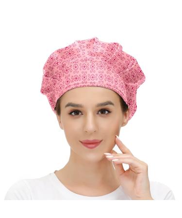 MUKJHOI Adjustable Working Caps Tie Back Cover Hair Bouffant Hats Sweatband for Women Men One Size Fit All - 46 Red