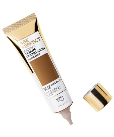 L'Oreal Paris Age Perfect Radiant Serum Foundation SPF 50 - Sienna 1oz (Pack of 2) - Best Anti-Aging Makeup for Glowing Skin - Buy Online on SooperMarket.com
