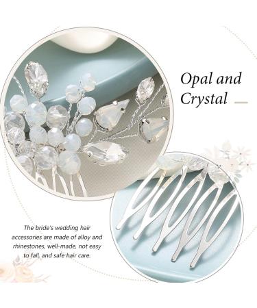 Easedaily Silver Crystal Bridal Hair Comb - Opal Wedding Hair Piece for Women and Bridesmaids - Buy Online on SooperMarket.com