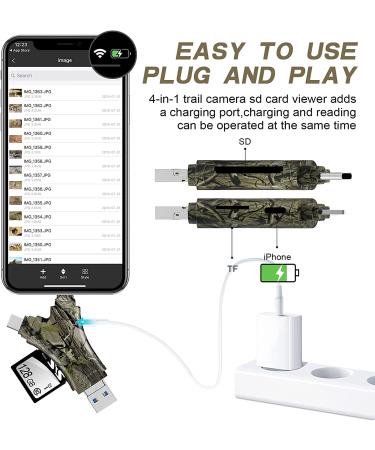 Trail Camera Viewer SD Card Reader - 4 in 1 Memory Card Reader for iPhone & iPad - View Hunting Game Camera Photos/Videos on Smartphone - Buy Online on SooperMarket.com