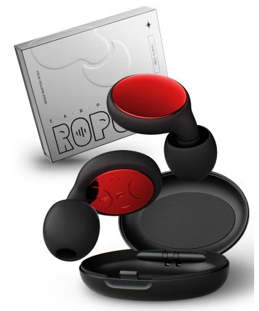 Concert Ear Plugs 18/33db High Fidelity Earplugs for Concerts Musicians Plane Motorcycle Films-6 Pairs Ear Tips in S/M/L&Carry Case(Red) Red Pack of 6 pairs