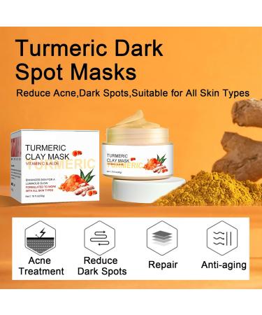 Turmeric Dark Spot Masks Acne Treatment Hyperpigmentation Treatment Contain Turmeric Vitamin C and Kaolin Clay Deep Cleansing and Reduce Acne Dark Spots Face Masks Skincare. - Buy Online on SooperMarket.com