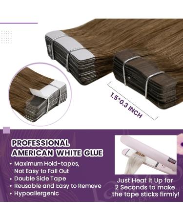 Shop Laavoo 50cm Balayage Real Hair Tape-In Extensions - Ombre Blond & Light Brown | 20PCS 50g #8/16/60 - Buy Online on SooperMarket.com