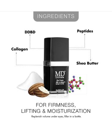 MD Ultimate Eye Cream - Reduce Dark Circles, Puffiness, and Wrinkles | Enriched with Collagen, Peptides, and Shea Butter for Firmness and Moisturization - Buy Online on SooperMarket.com