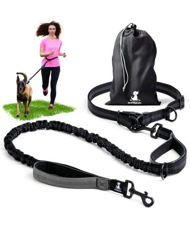 SparklyPets Hands Free Dog Lead for Medium and Large Dogs Professional Dog Running Lead with Reflective Stripes Waist Dog Lead for Walking Training or Jogging (Gray For 1 Dog) Gray For 1 Dog
