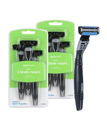 Amazon Basics 3-Blade Disposable Razors for Men 6 Count 2 Packs of 3 (Previously Solimo)