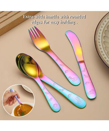 Evanda Rainbow Toddler Utensils Rainbow Titanium Coated 4 Pieces Stainless Steel Toddler Silverware Set Kids Utensils Forks and Spoons Mirror Polished Smooth Round Tableware and Dishwasher Safe 3.rainbow - Buy Online on SooperMarket.com