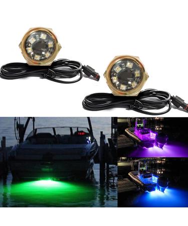 JXOFROAD 1/2" NPT RGBW Boat Drain Plug Lights LED Underwater Stainless Steel Stern Plug Light No Drilling Required with IR Remote/APP Control Dynamic Modes(2 Packs)