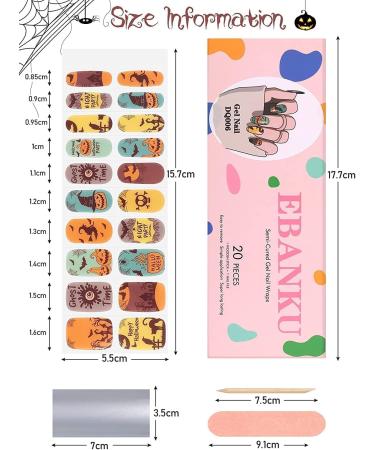 EBANKU Halloween Gel Nail Polish Strips - 20 Stickers for Pumpkin Witch Nail Designs with Nail File Stick - UV/LED Lamp Required - Buy Online on SooperMarket.com