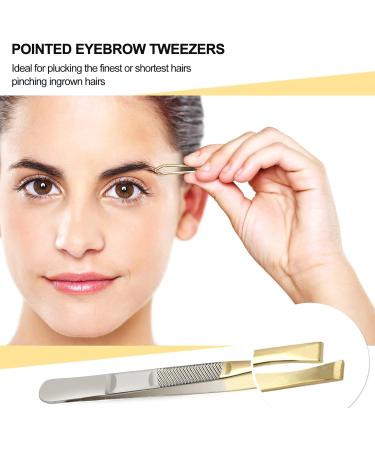 Sularpek Stainless Steel Slant Tweezer Set for Facial Hair - 2pcs Eyebrow Tweezers for Women and Men - Buy Online on SooperMarket.com