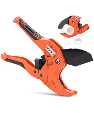 AIRAJ PVC Cutter Heavy Duty Ratchet-Type Pipe Cutter for Cutting Outer Diameter 42 mm PVC PPR Plastic Hoses and Plumbing Pipes for Electrician Maintenance Workers Professional Plastic Pipe Cutter Red