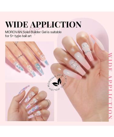 Morovan Solid Builder Gel Kit - Non Stick Gel for Nails with Nail Tips, Chrome Powder, Glitter Sequins - Strengthen Nail Art - 3 Colors - Buy Online on SooperMarket.com