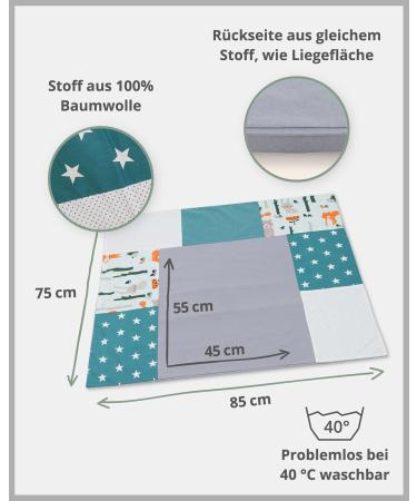 ULLENBOOM 75x85 cm Forest Animals Petrol Baby Diaper Pad Cover - Removable Cotton Changing Table Mat (EU Made) - Buy Online on SooperMarket.com