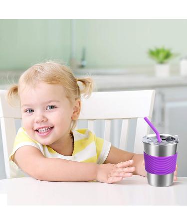 Kids Cups with Straw and Lid - 5 Pack 12oz Stainless Steel Tumbler Set | Spill Proof, Unbreakable Water Glasses for Toddler, Children, Adults | BPA-Free Sippy Mug with Coasters - Indoor/Outdoor - Buy Online on SooperMarket.com