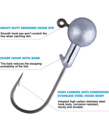 Goture Round Jig Head Hooks 1/4oz 50 Pack for Freshwater and Saltwater Fishing | Pro Swimbait Jig Heads in Fishing Box for Trout, Bass, Crappie - Buy Online on SooperMarket.com