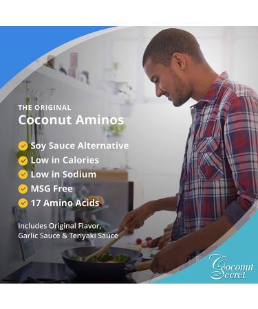 Coconut Secret Coconut Aminos Variety Pack - Original, Garlic & Teriyaki Sauces - Buy Online on SooperMarket.com