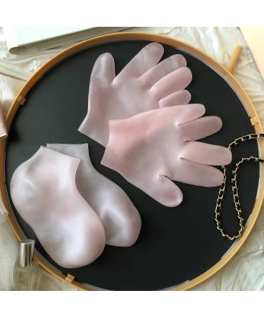 Moisturizing Silicone Gel Spa Socks Set for Dry Cracked Skin - Anti-Slip Heel Socks for Foot & Hand Softening - 2 Pairs - Pink - Buy Online on SooperMarket.com