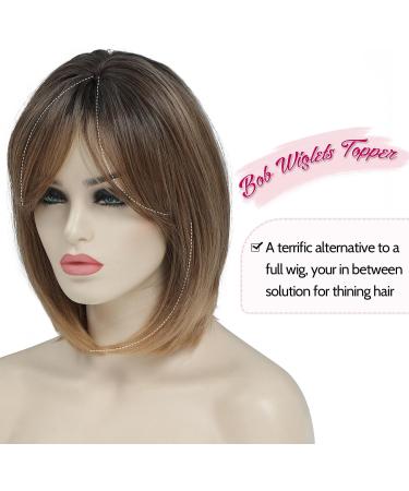 MORICHY Synthetic Hair Topper 12'' - Ombre Brown 3 Color Tone - Big Base Cover - Hair Volume Booster - Buy Online on SooperMarket.com