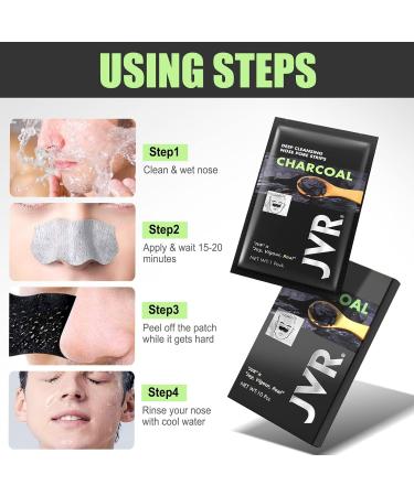 JVR Nose Strips for Blackhead Removal | Deep Cleansing Pore Strips with Charcoal & Witch Hazel | 10 Count for Oily Skin - Buy Online on SooperMarket.com