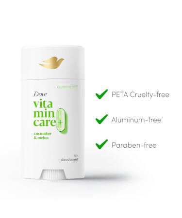 Dove VitaminCare+ Aluminum Free Deodorant Stick Cucumber & Melon for 72H Odor Protection Breathable Deodorant for Women 2.6 oz Cucumber + Melon 2.6 Ounce (Pack of 1) - Buy Online on SooperMarket.com
