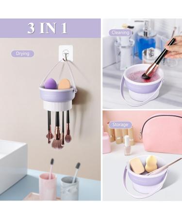 3 in 1 Silicone Makeup Brush Cleaner Bowl - Drying Holder & Cleaning Mat Tool for Cosmetic Brushes | International Shipping Available - Buy Online on SooperMarket.com