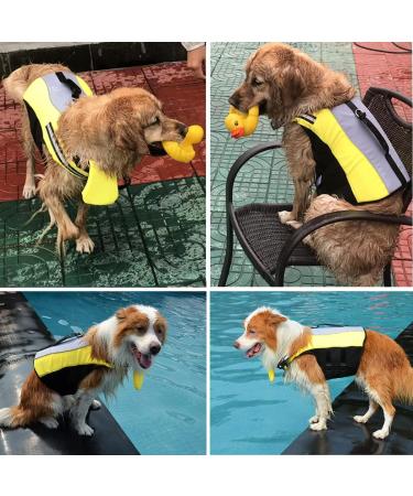 Dog Life Jacket Vest with Detachable Airbags & Buoyancy | Safety Adjustable Swimsuit for Dogs - L Yellow - Buy Online on SooperMarket.com