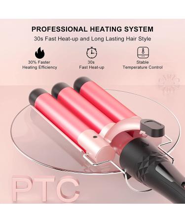 8-in-1 Beach Wave Curling Iron Wand Set for Long and Short Hair - 30s Heat-up, 5 Ceramic Barrels, 2 Heat Settings - Rosa Gold - Buy Online on SooperMarket.com