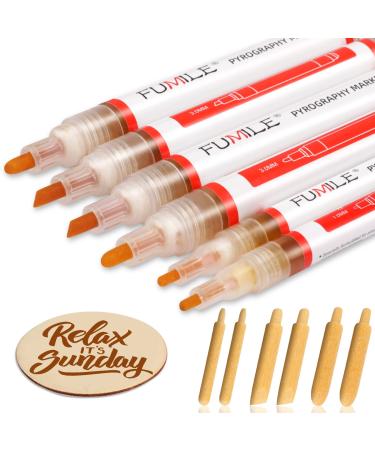 FUMILE Wood Burning Pen Set, 12PCS with 6PCS Scorch Pen Marker and Equipped with 6PCS Replacement Cores for DIY Wood Painting,Suitable for Artists and Beginners in DIY Wood Projects. 12 PCS Wood Burning Pen Set