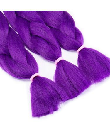 Tess Braids Extensions 60cm - 3 Pack Jumbo Kanecalon Hair Braids for Box Braids - 100g Purple Kunsthaar Extensions - Buy Online on SooperMarket.com