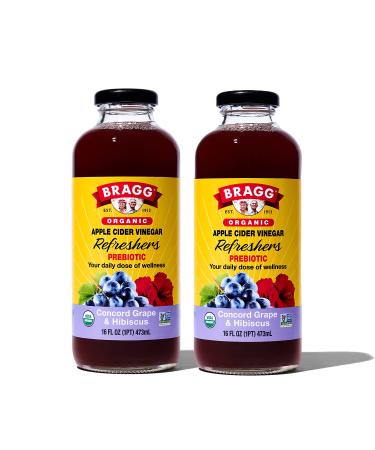 Bragg Organic Apple Cider Vinegar Beverage, Concord Hibiscus - 16oz, 2 Pack Concord Hibiscus (Pack of 2)