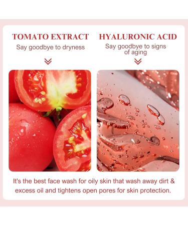 Tomato Foaming Cleanser Hyaluronic Acid Foaming Facial Cleanser Sensitive Face Wash With Hyaluronic Acid Tomato Facial Cleanser For Dry Skin Remove Impurities & Control Shine 100ml - Buy Online on SooperMarket.com