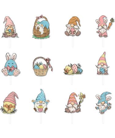 Easter Cake Decor Set 12Pieces Of Charm Rabbit Gnomes Easter Cupcake Toppers Cupcake Pick Festive Dessert Toppers Festive Dessert Embellishments - Buy Online on SooperMarket.com