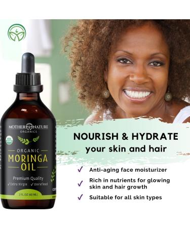 Moringa Oil - USDA Organic 100% Pure & Cold Pressed | Natural Moisturizer for Skin Face Hair | Gluten Free Non-GMO & Vegan (2oz - Buy Online on SooperMarket.com