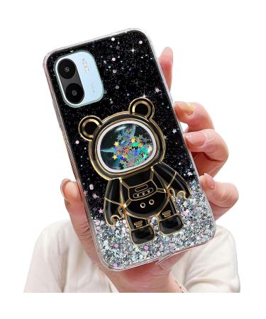 Tivenfezk Nadoli for Xiaomi Redmi A1 Treibsand B r Astronaut Hidden Stand Shell caricature glitter astronaut stand soft silicone bling cell phone case.