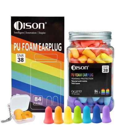 84pairs Ear Plugs for Sleeping Noise Cancelling 38dB Sound Blocking Earplugs Soft Foam Trumpet