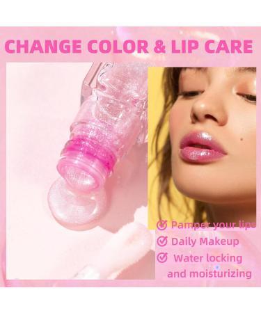 Color Changing Lip Oil & Pink Shimmer Lipstick | Hydrating Tinted Gloss for Dry Lips | Plumping Glitter Lip Balm - Buy Online on SooperMarket.com