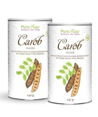 Carob powder organic vegan carob powder - cocoa substitute for drinking chocolate without sugar caffeine -free fat low - of course sweet fiber -rich minerals - Johannisbrotbaum Karob |Pureeraw 480g ( 2x 240g) Carob Mediterran 240.00 g (2 Series Pack)